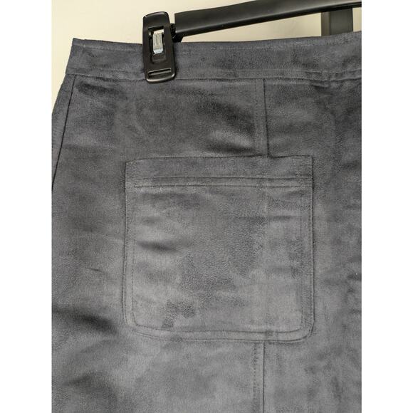 NWT Old Navy size 16 Faux Suede A-line Mini Skirt slate gray O ring zipper pull - Picture 6 of 6